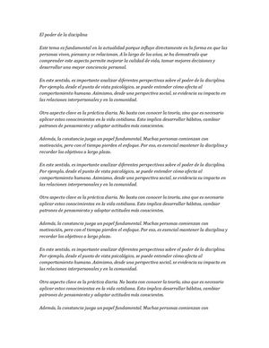 EL PODER DE LA DISCIPLINA