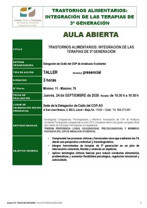 Taller Trastornos Alimentarios 3ª Generacion