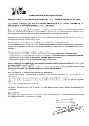 Ccas Communiqué Appel à Candidature
