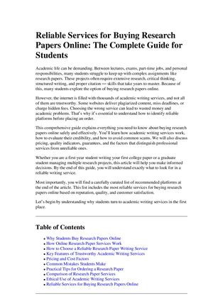 Reliable Services For Buying Research Papers Online