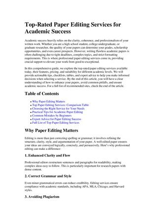 Top Rated Paper Editing Services For Academic Success