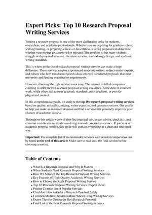 Expert Picks Top 10 Research Proposal Writing Services