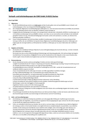 Verkaufs- Und Lieferbedingungen Der ESBE Gmb H, D 85221 Dachau