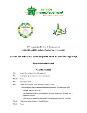 Congrès 2026 Programme Prévisionnel