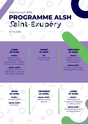 ALSH Saint-Exupéry - vacances avril 26