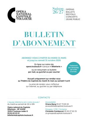 Bulletin d'abonnement Opéra - 26-27