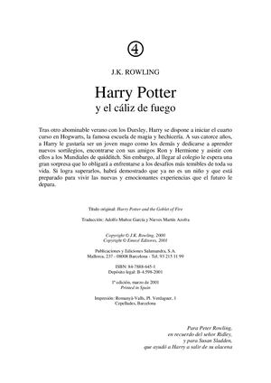 Harry Potter Y El Caliz De Fuego 4