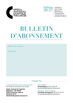 Bulletin d'abonnement CE Opéra - 26-27