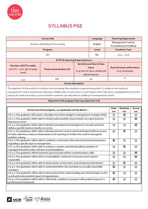 M1 Co Career Orientation Business Modelling & Forecasting