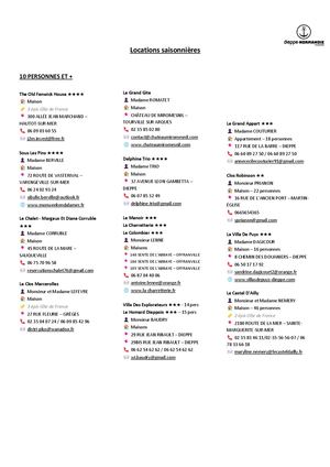 10 et + - Locations Saisonnières