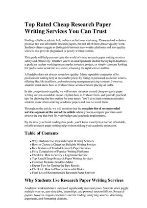 Top Rated Cheap Research Paper Writing Services You Can Trust