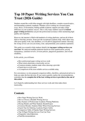 Top 10 Paper Writing Services You Can Trust