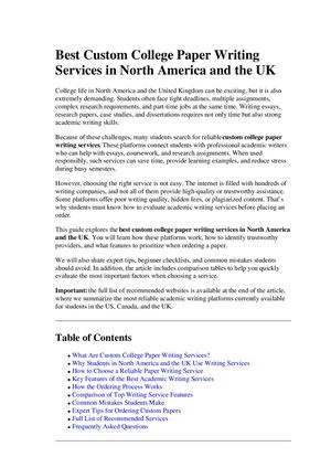 Best Custom College Paper Writing Services In North America And The Uk