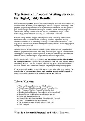 Top Research Proposal Writing Services For High Quality Results