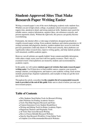 Student Approved Sites That Make Research Paper Writing Easier