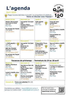 Programme Quai 120 - Avril 2026