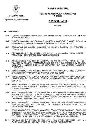 Ordre du jour Conseil municipal 3 avril