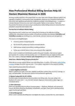 How Professional Medical Billing Services Help Us Doctors Maximize Revenue In 2026