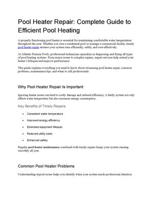 Pool Heater Repair Services You Can Trust