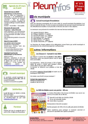 Pleum'infos du 27 mars 2026