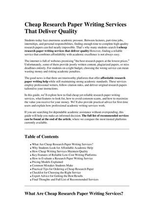Cheap Research Paper Writing Services That Deliver Quality