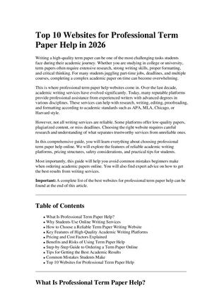 Top 10 Websites For Professional Term Paper Help