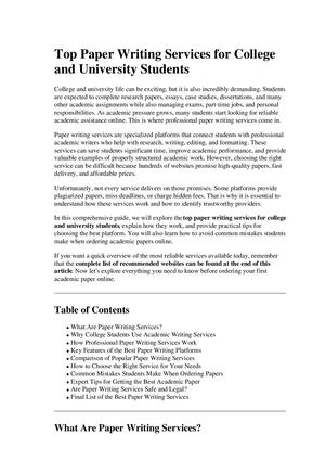 Top Paper Writing Services For College And University Students