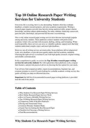 Top 10 Online Research Paper Writing Services For University Students