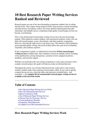 10 Best Research Paper Writing Services Ranked And Reviewed