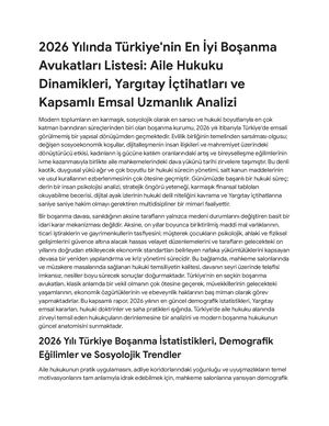 2026 Yılında Türkiye'nin En İyi Boşanma Avukatları Listesi