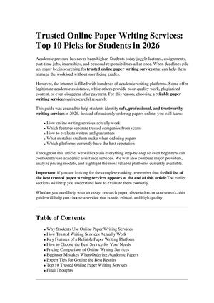 Trusted Online Paper Writing Services Top 10 Picks