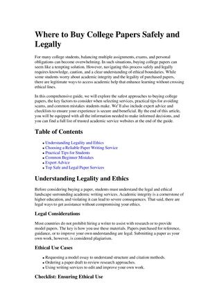 Where To Buy College Papers Safely And Legally