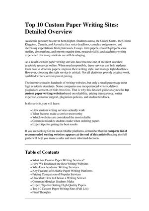 Top 10 Custom Paper Writing Sites Detailed Overview