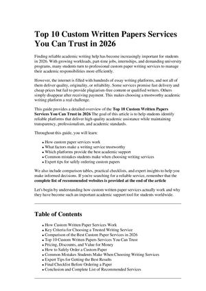 Top 10 Custom Written Papers Services You Can Trust In 2026