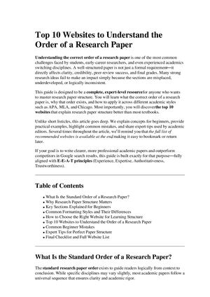 Top 10 Websites To Understand The Order Of A Research Paper