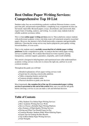 Best Online Paper Writing Services Comprehensive Top 10 List