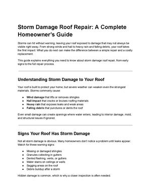 Storm Damage Roof Repair A Complete Homeowner’s Guide
