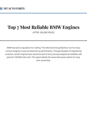 Top 7 Most Reliable BMW Engines After 100,000 Miles | MT Auto Parts