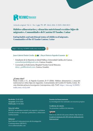 Hábitos Alimentarios Y Situación Nutricional En Niños Hijos De Migrantes