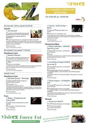 Les Manifestations De Forez Est Du 4 Au 19 Avril 2026