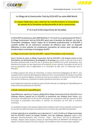 Communiqué de presse CCCA-BTP : BIM World