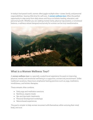 Women Wellness Tour A Journey To Reconnect, Heal & Rejuvenate