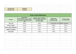 Grille Tarifaire Locatifs & Emplacements - La Couarde 2026