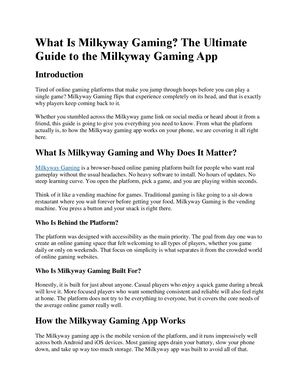 What Is Milkyway Gaming Platform