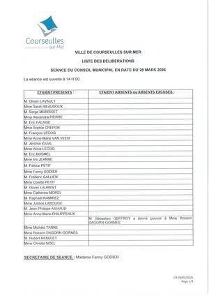 Compte rendu du Conseil Municipal du 28 Mars 2026