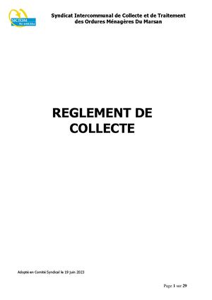 Règlement De Collecte