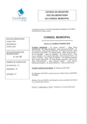 Délibérations du conseil Municipal du 28 03 26