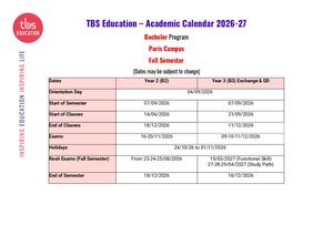 Bachelor Calendar Paris Exchange