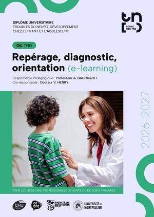 DU TND : Repérage, diagnostic, orientation(e-learning) 2026-2027