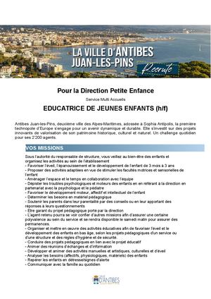 Annonce éducatrice jeunes enfants